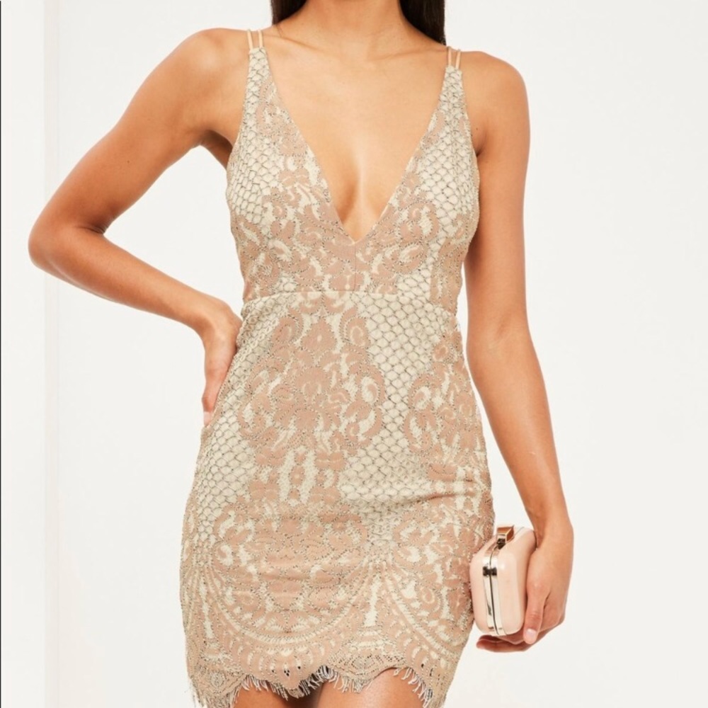 Nude Lace Bodycon Dress New with Tags